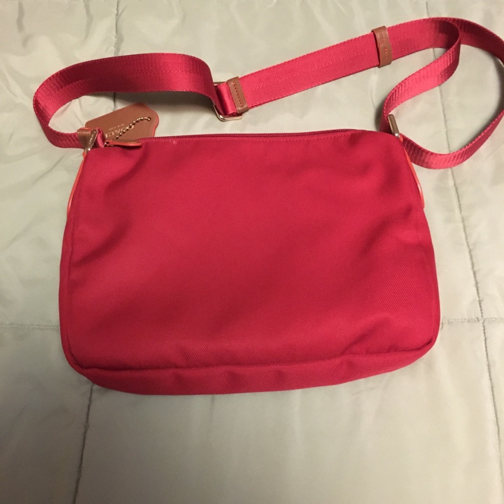 Red coach crossover bag